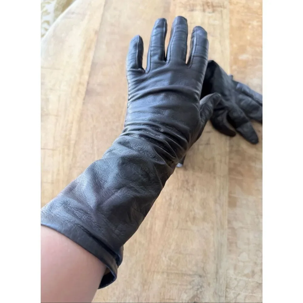 Vintage Herr Bros Genuine Leather Opera Gloves Brown Silk Lined Size 7 Made in B